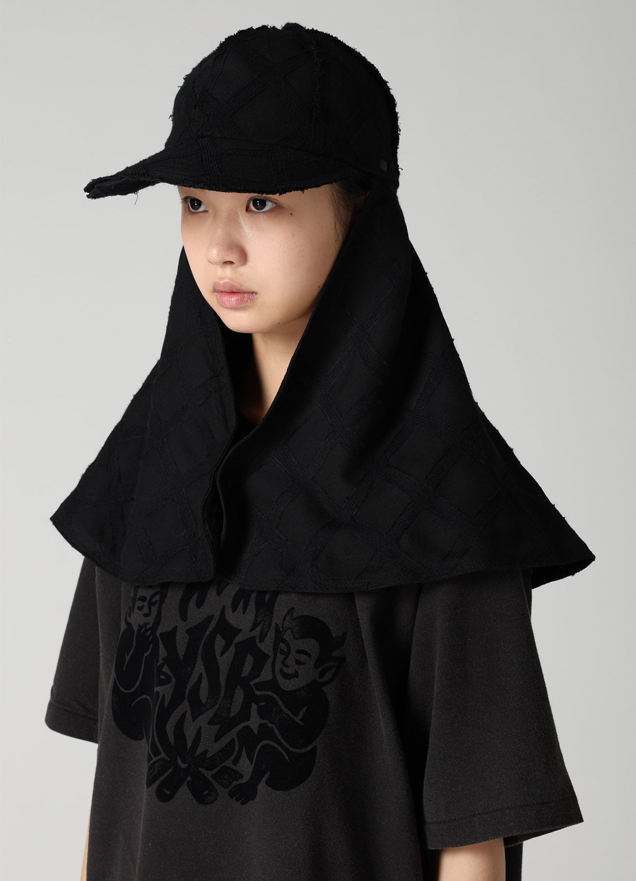 PLAID JACQUARD HEAT-SHIELDING CAPE CAP