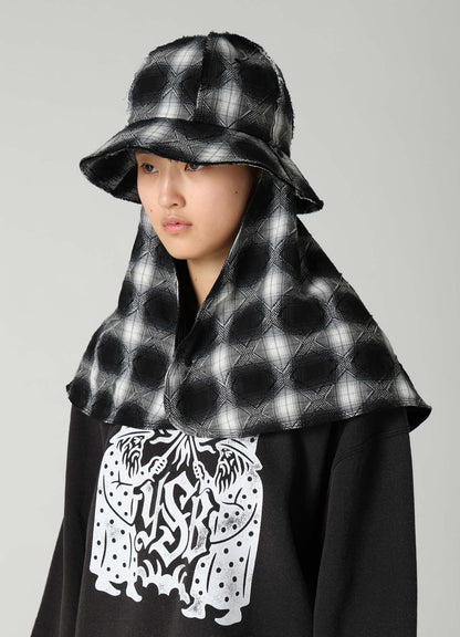 PLAID JACQUARD HEAT-SHIELDING CAPE HAT