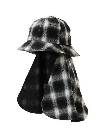PLAID JACQUARD HEAT-SHIELDING CAPE HAT