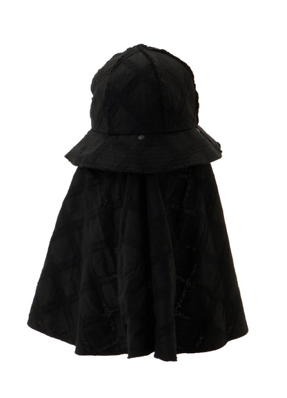 PLAID JACQUARD HEAT-SHIELDING CAPE HAT