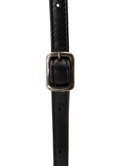 SEMI GLOSS OIL LEATHER DOUBLE-CLASP SHOULDER BAG