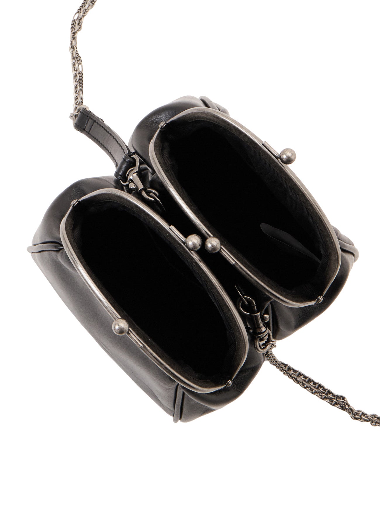 SEMI GLOSS OIL LEATHER DOUBLE-CLASP SHOULDER BAG – THE SHOP YOHJI