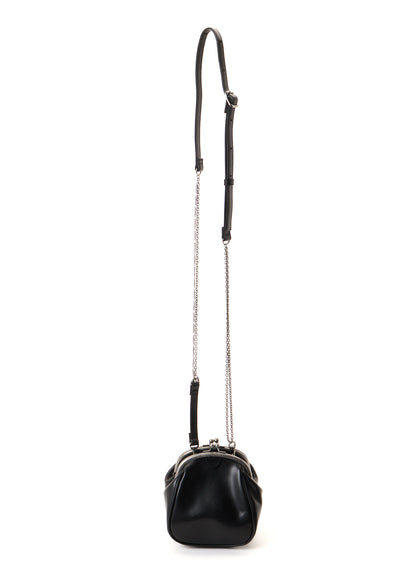 SEMI GLOSS OIL LEATHER DOUBLE-CLASP SHOULDER BAG