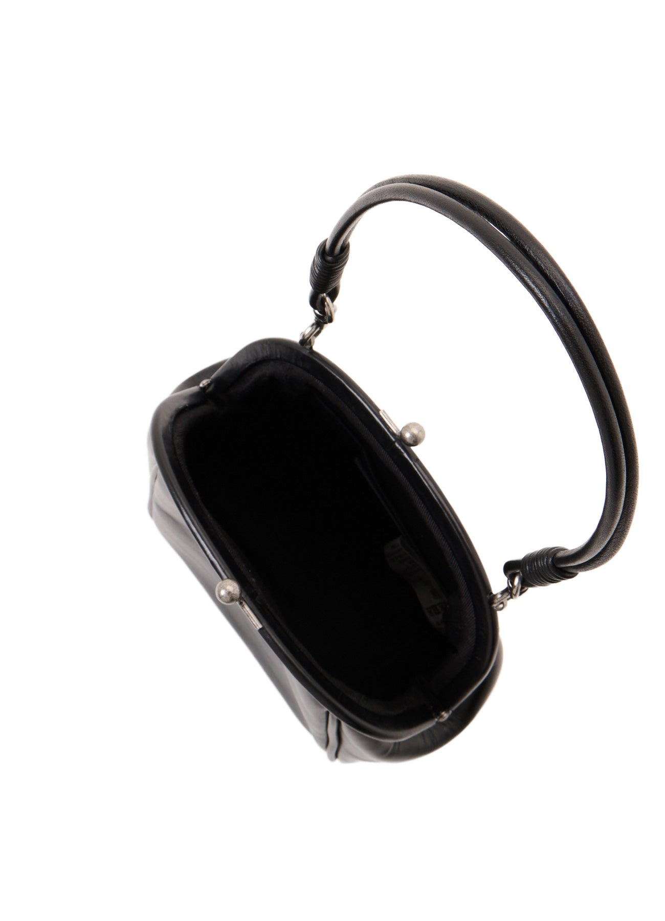 SEMI GLOSS OIL LEATHER CLASP SHOULDER BAG