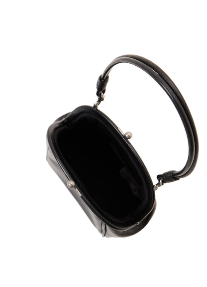 SEMI GLOSS OIL LEATHER CLASP SHOULDER BAG