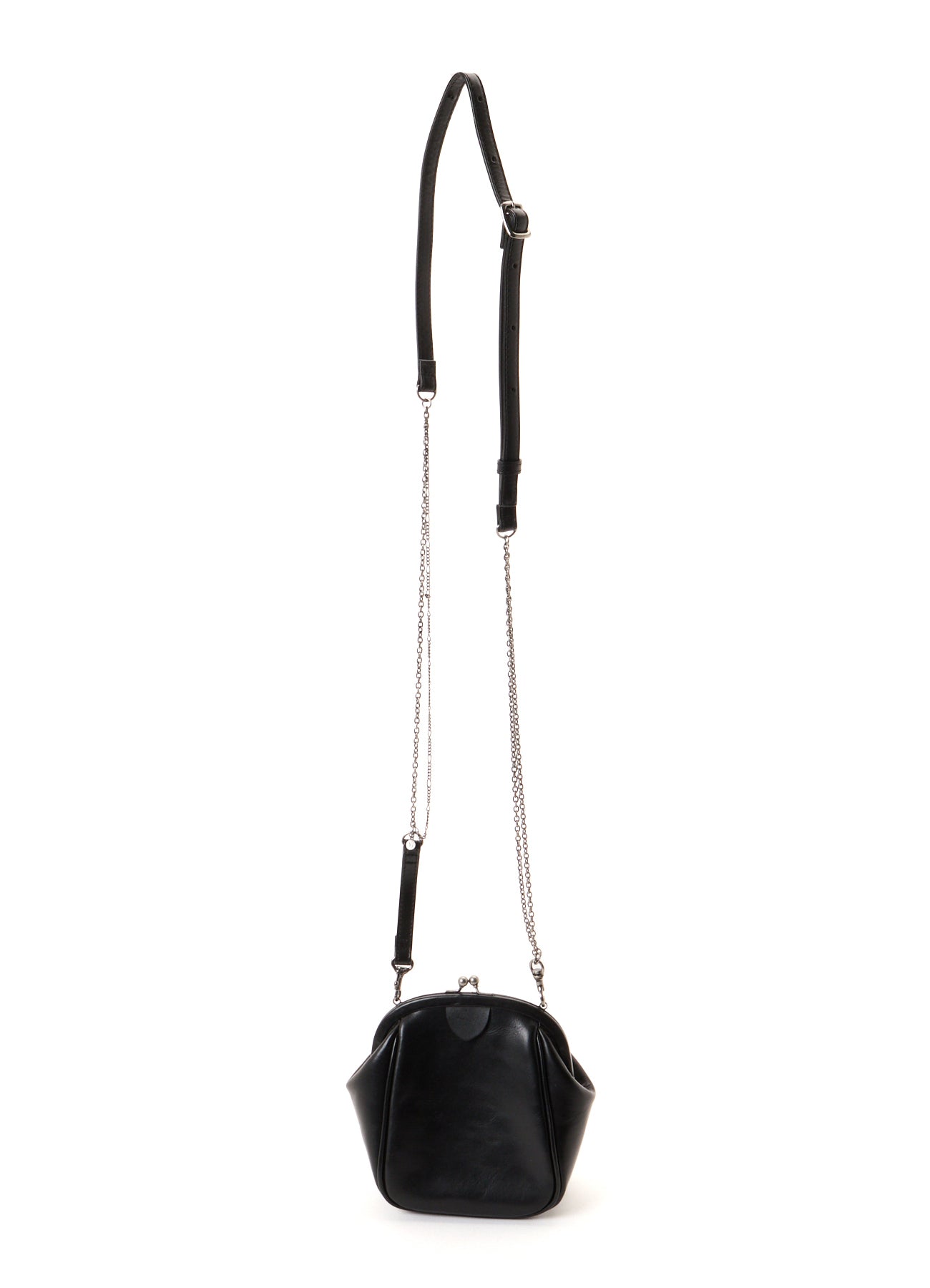 SEMI GLOSS OIL LEATHER CLASP SHOULDER BAG