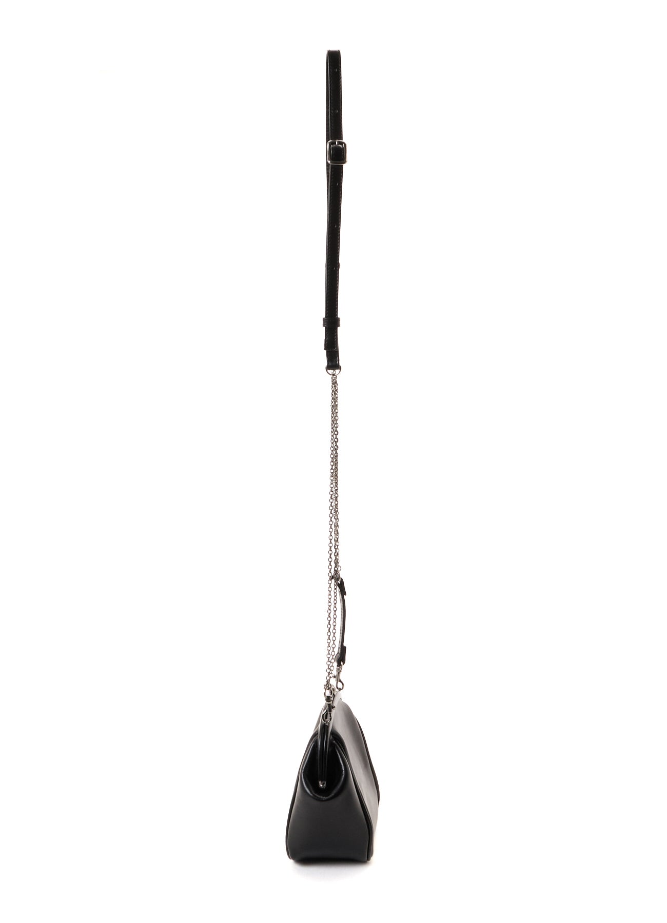 SEMI GLOSS OIL LEATHER CLASP SHOULDER BAG