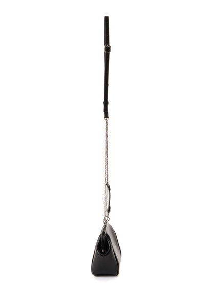 SEMI GLOSS OIL LEATHER CLASP SHOULDER BAG