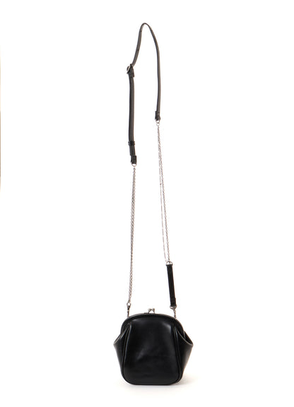 SEMI GLOSS OIL LEATHER CLASP SHOULDER BAG