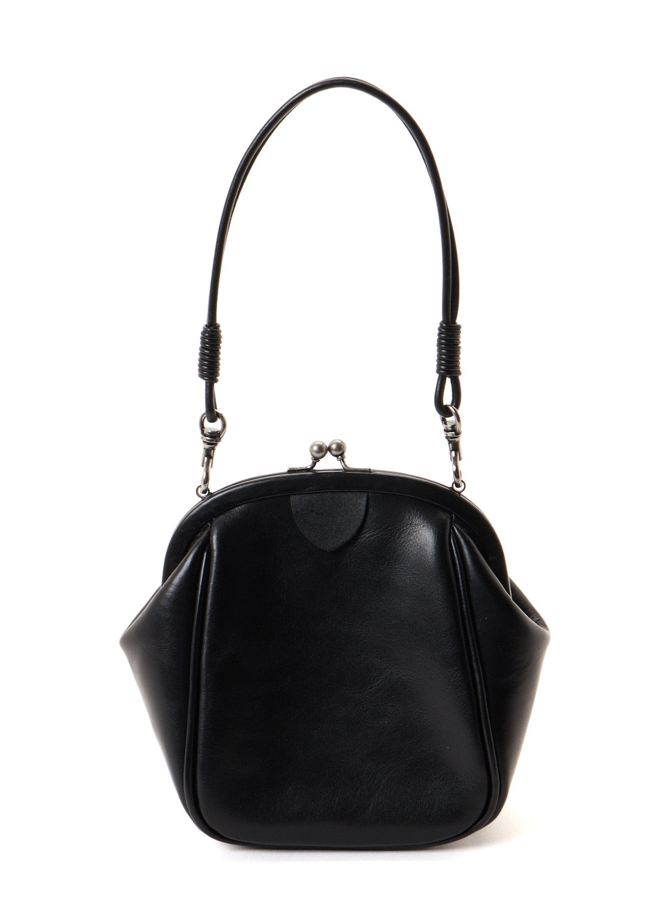 SEMI GLOSS OIL LEATHER CLASP SHOULDER BAG