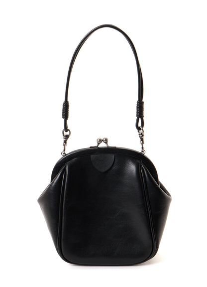 SEMI GLOSS OIL LEATHER CLASP SHOULDER BAG