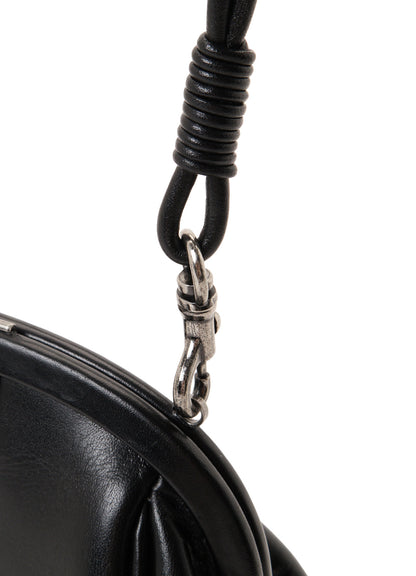 SEMI GLOSS OIL LEATHER CLASP SHOULDER BAG