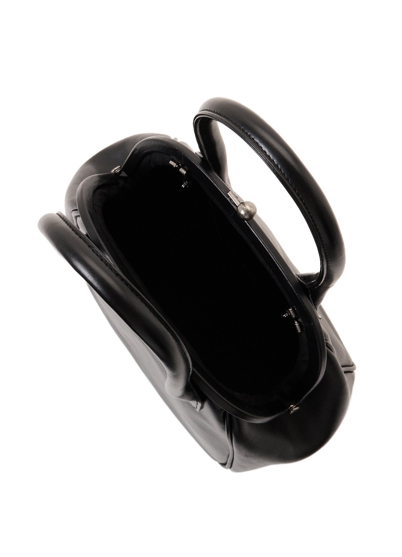 SEMI GLOSS OIL LEATHER CLASP HANDBAG