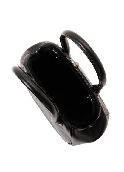 SEMI GLOSS OIL LEATHER CLASP HANDBAG