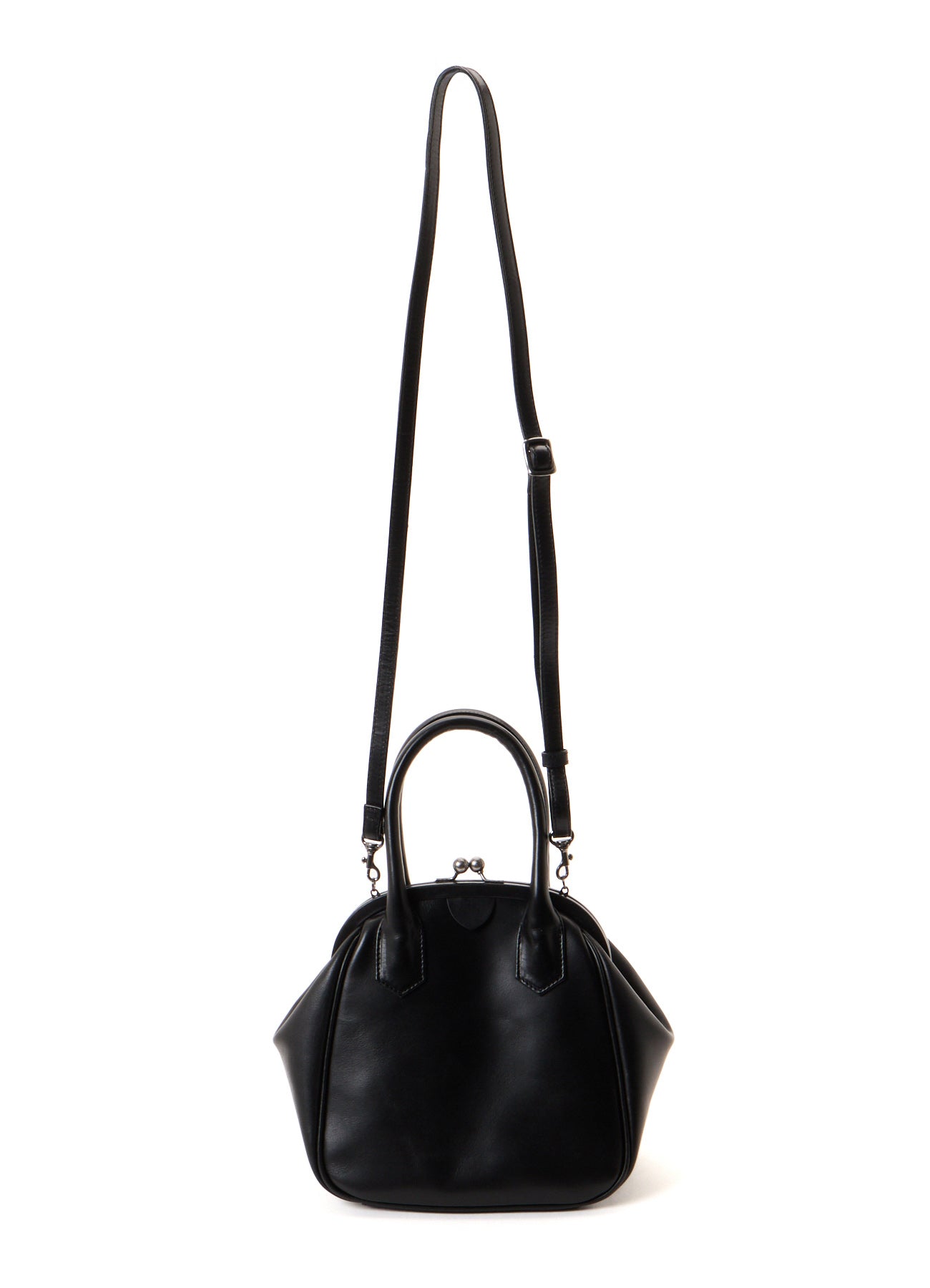 SEMI GLOSS OIL LEATHER CLASP HANDBAG