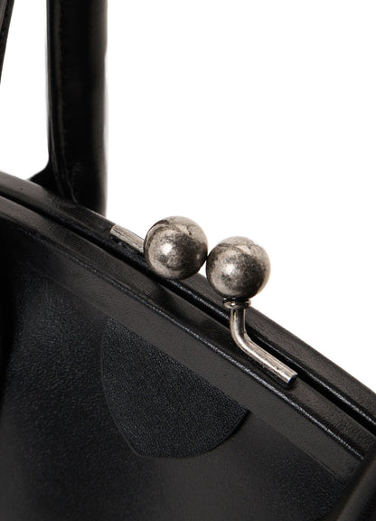SEMI GLOSS OIL LEATHER CLASP HANDBAG