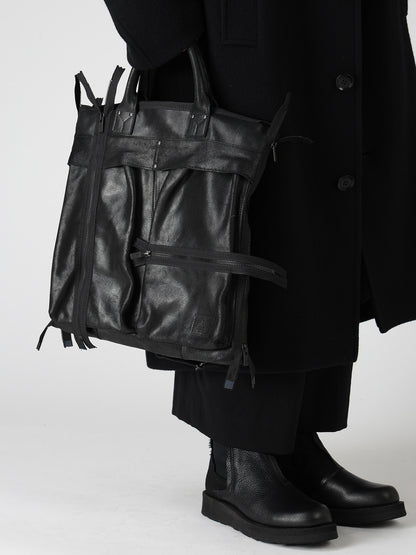 VINTAGE LEATHER ZIP HELMET BAG
