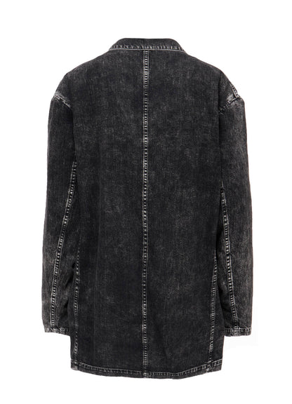 8OZ DENIM CHEMICAL WASH PEAKED LAPEL JACKET