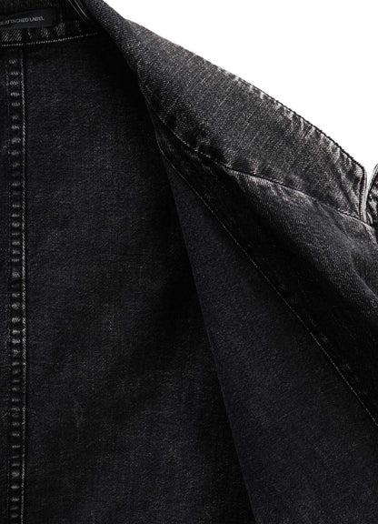 8OZ DENIM CHEMICAL WASH PEAKED LAPEL JACKET