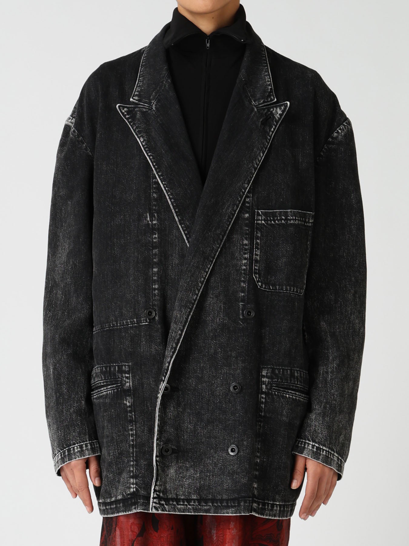 8OZ DENIM CHEMICAL WASH PEAKED LAPEL JACKET – THE SHOP YOHJI YAMAMOTO