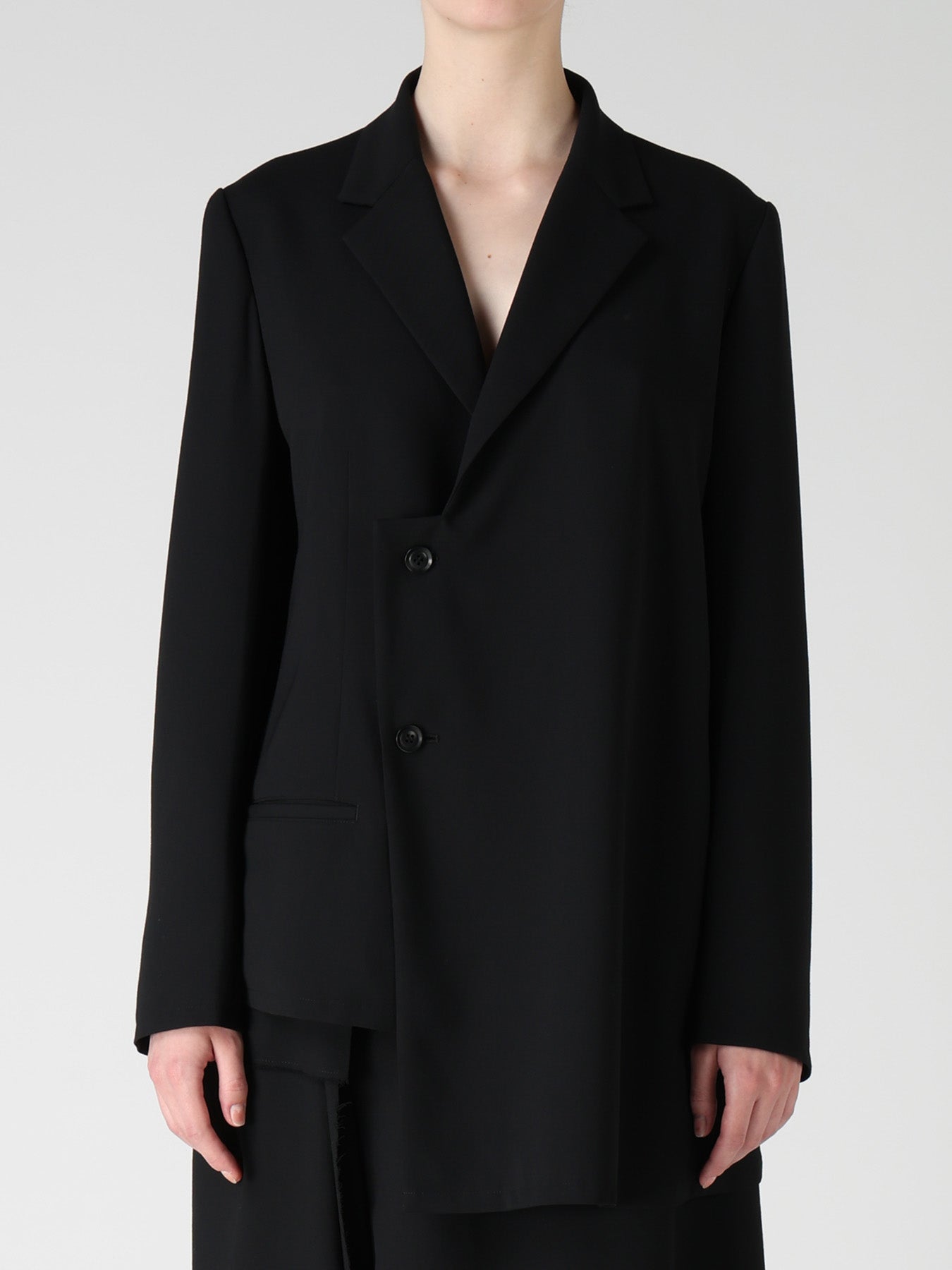 WOOL SERGE ASYMMETRIC JACKET