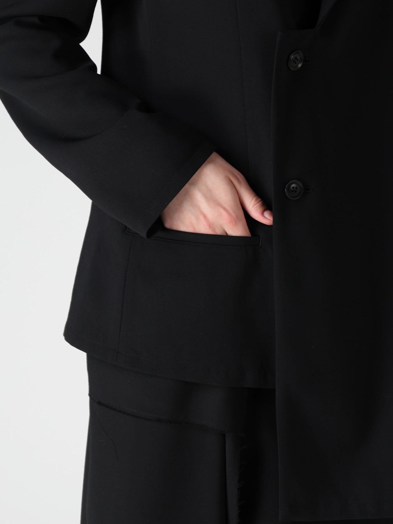 WOOL SERGE ASYMMETRIC JACKET