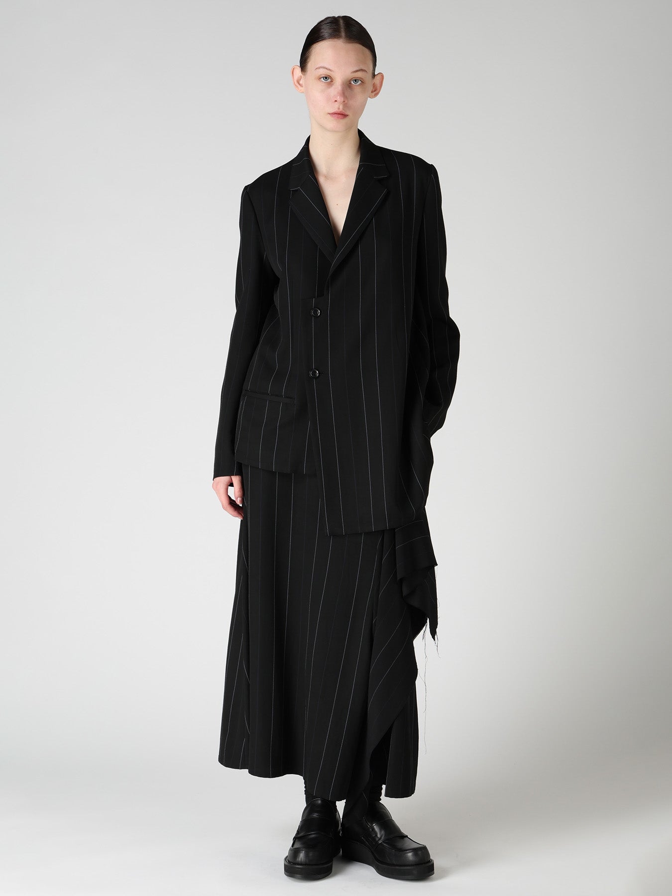 PINSTRIPE ASYMMETRIC JACKET – THE SHOP YOHJI YAMAMOTO