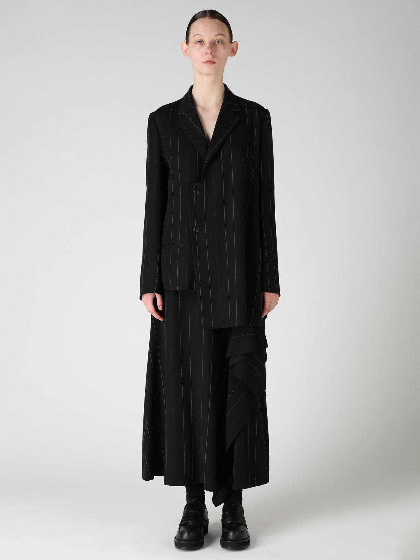 PINSTRIPE ASYMMETRIC JACKET – THE SHOP YOHJI YAMAMOTO