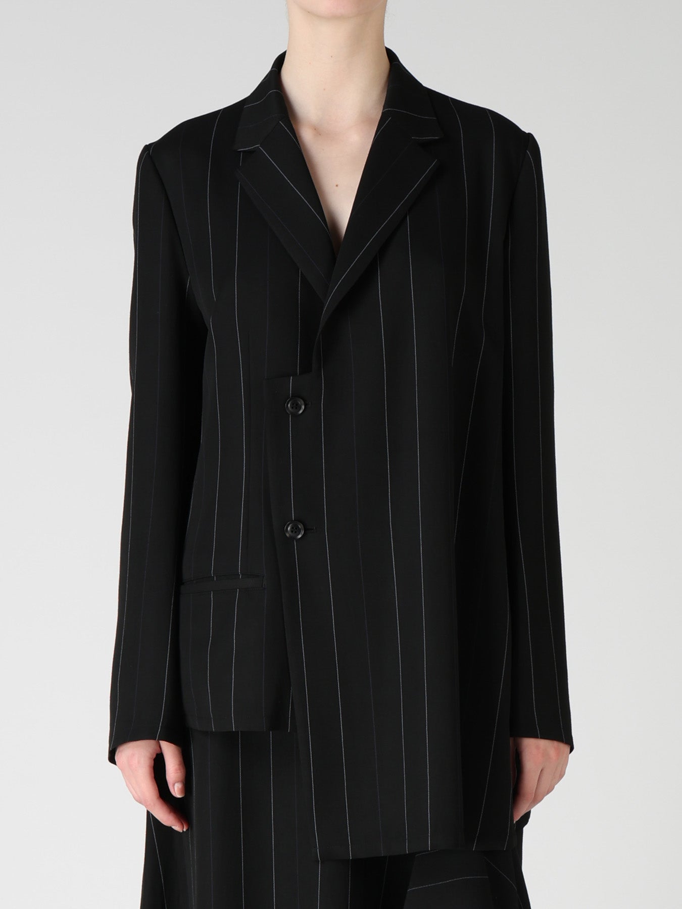 PINSTRIPE ASYMMETRIC JACKET