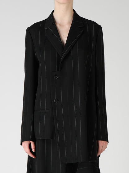 PINSTRIPE ASYMMETRIC JACKET