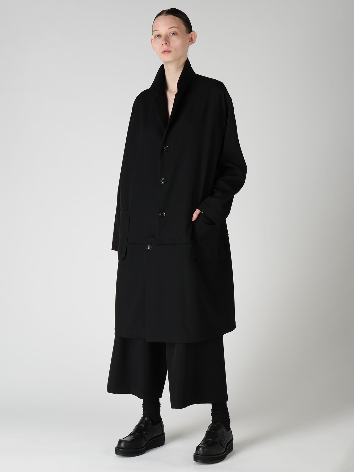 WOOL GABARDINE HORIZONTAL PANEL JACKET