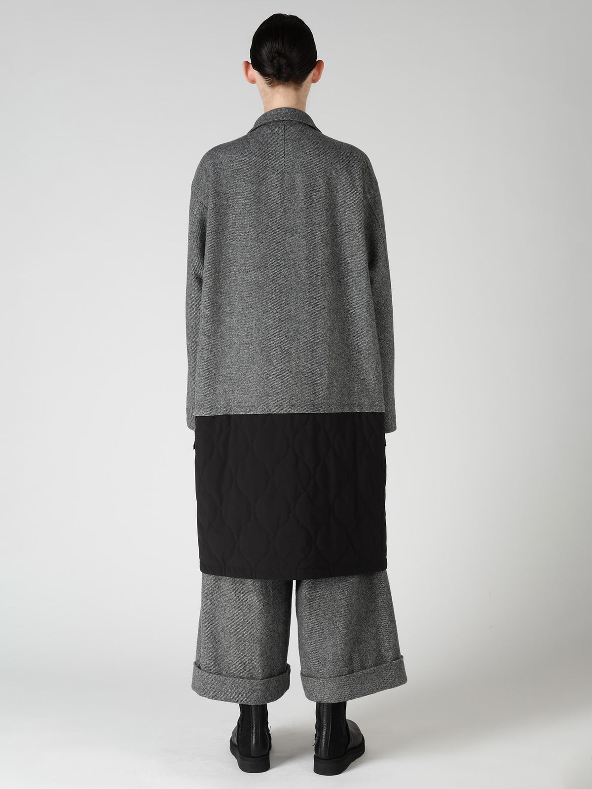 WOOL BLEND TWILL FLANNEL PANEL JACKET