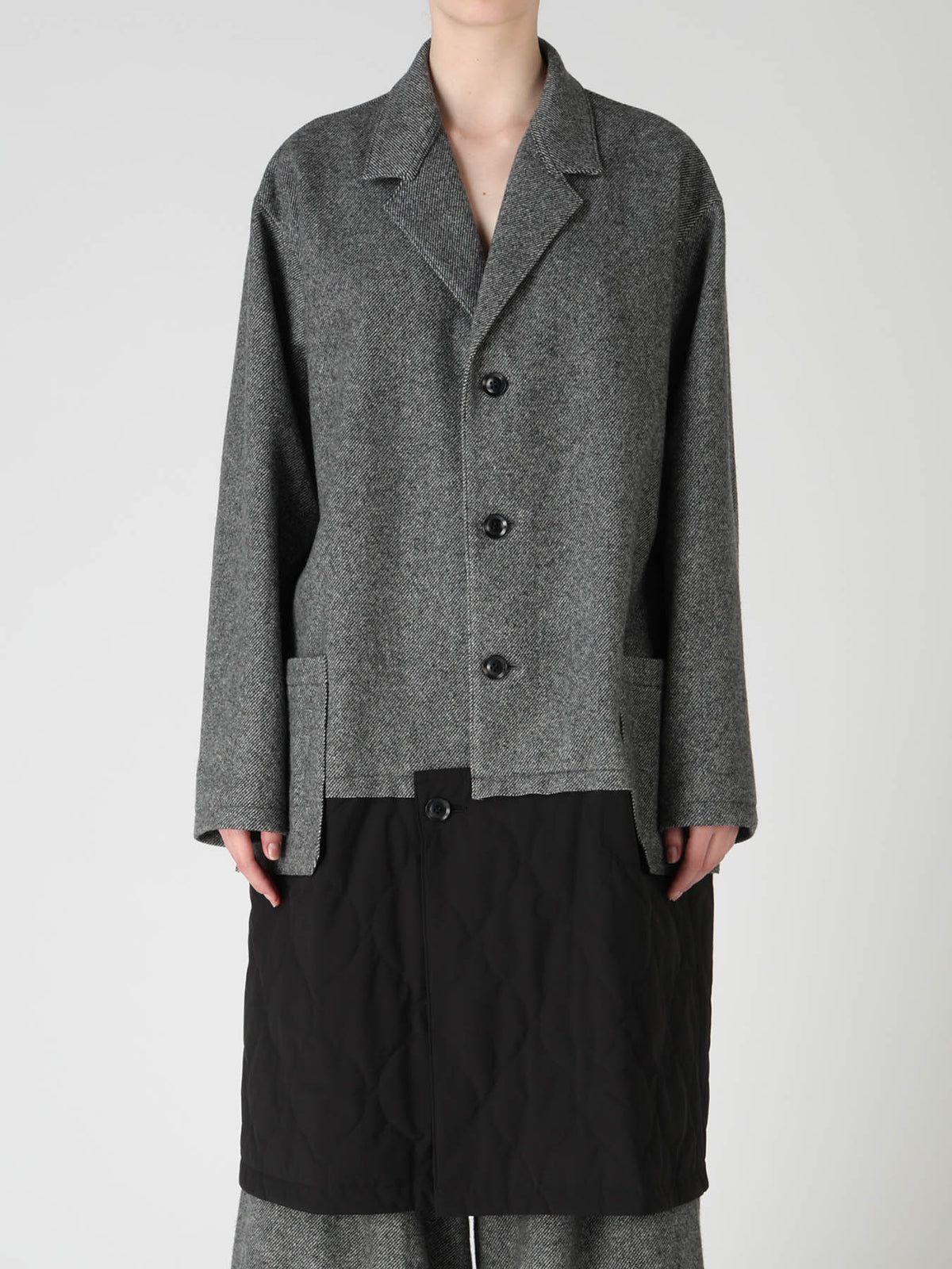 WOOL BLEND TWILL FLANNEL PANEL JACKET