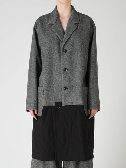 WOOL BLEND TWILL FLANNEL PANEL JACKET