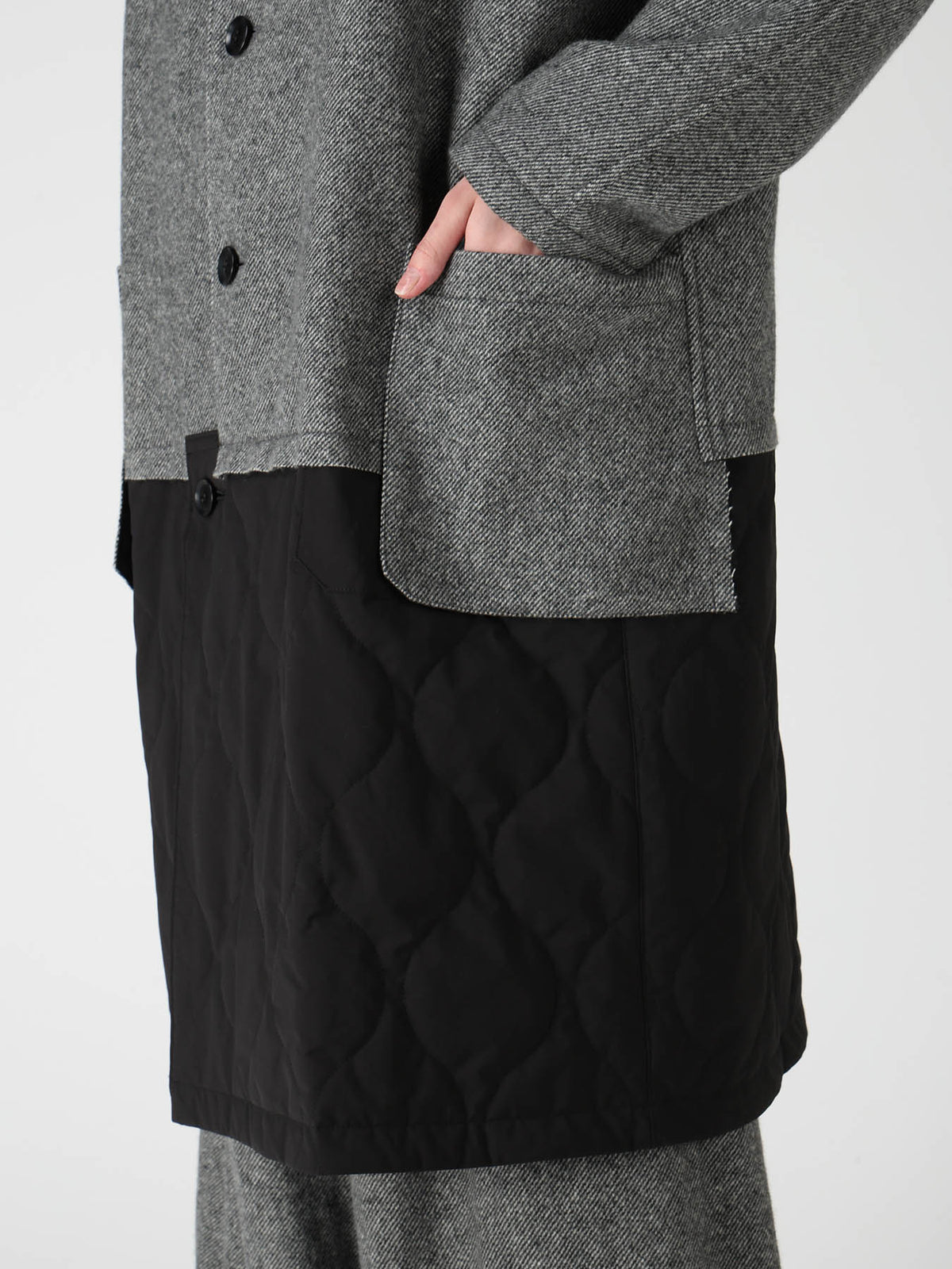 WOOL BLEND TWILL FLANNEL PANEL JACKET