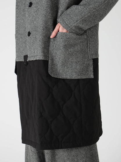 WOOL BLEND TWILL FLANNEL PANEL JACKET