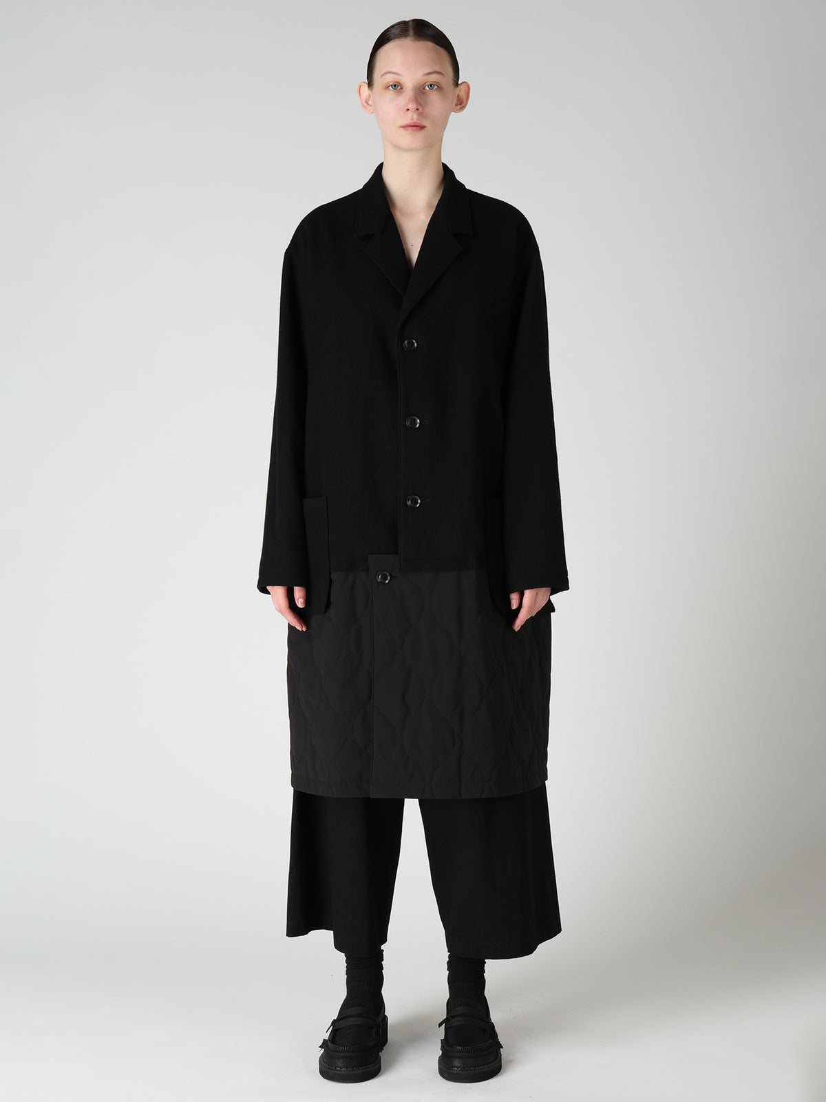 WOOL BLEND TWILL FLANNEL PANEL JACKET