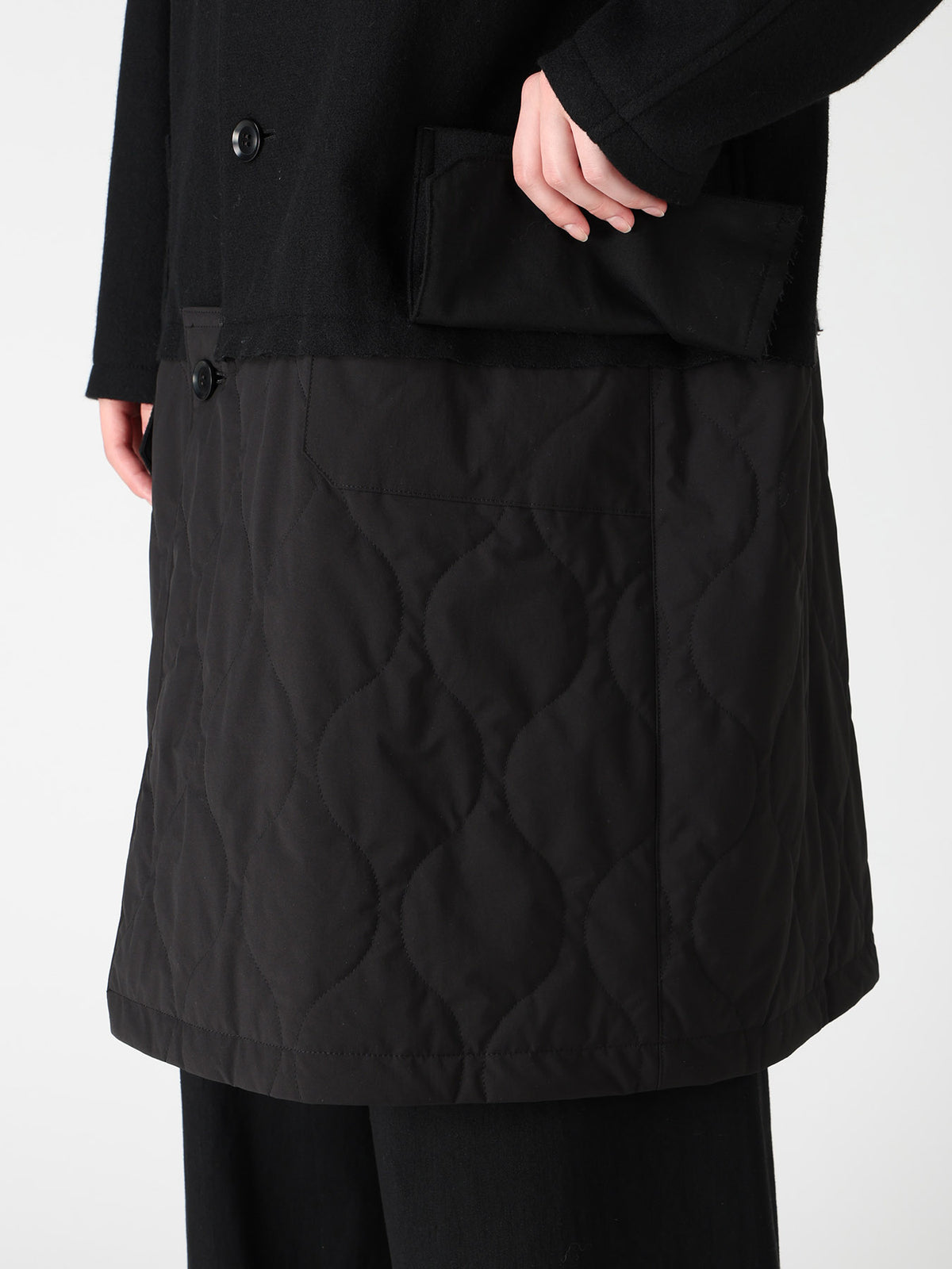 WOOL BLEND TWILL FLANNEL PANEL JACKET