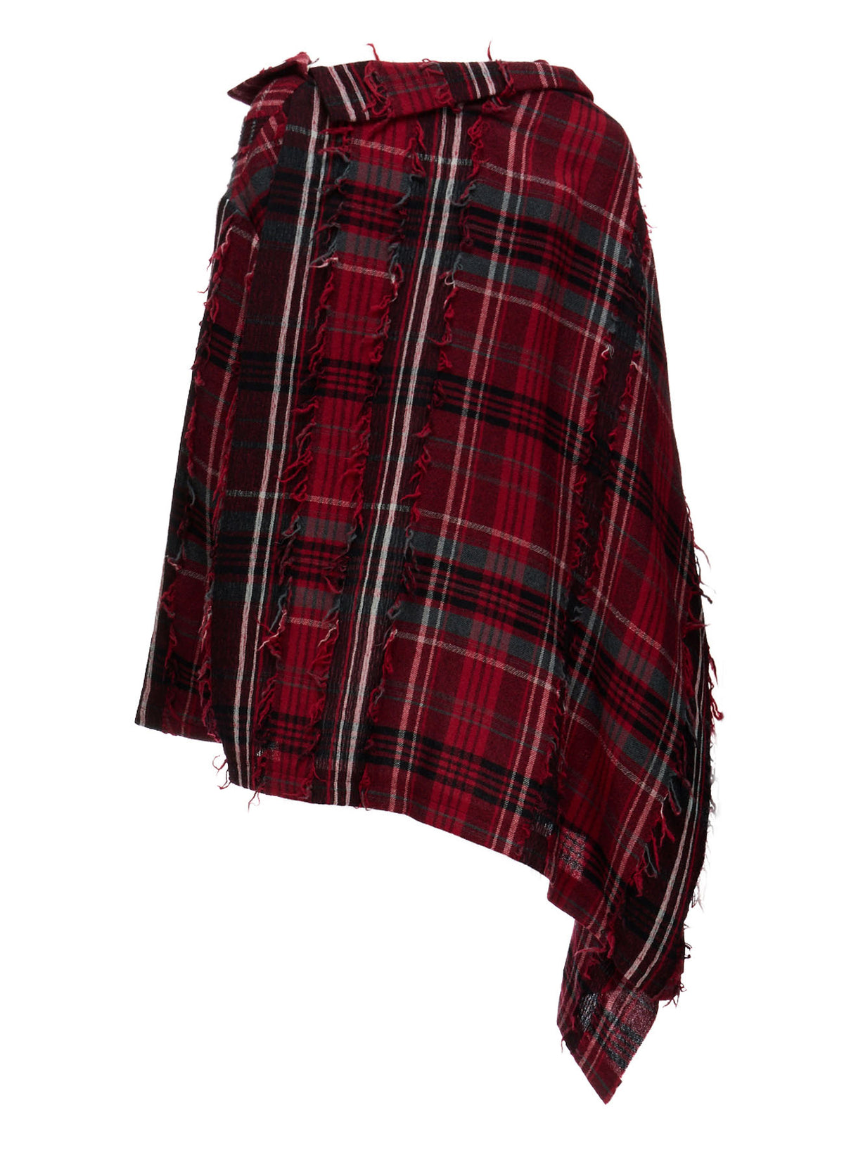 WOOL PLAID CUT JACQUARD CAPE JACKET