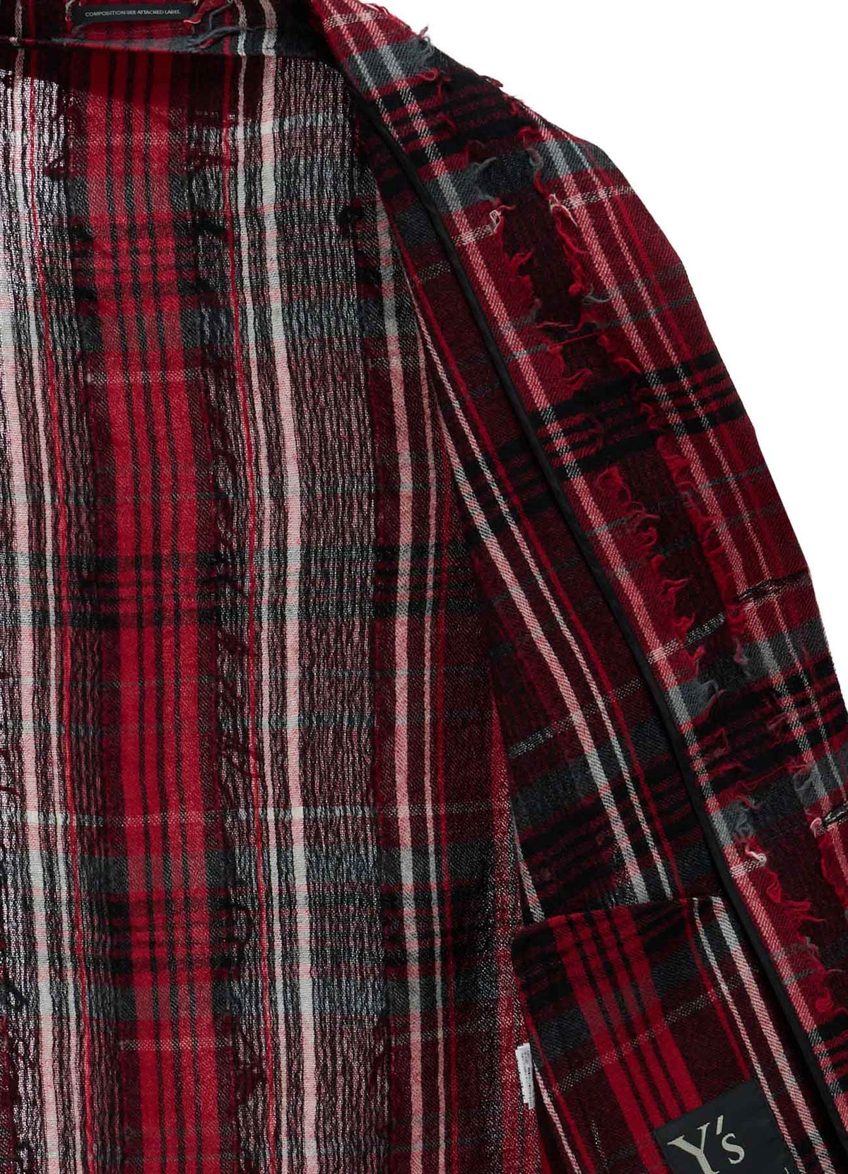 WOOL PLAID CUT JACQUARD CAPE JACKET