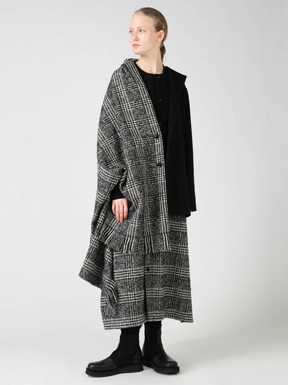 TWEED PLAID CAPE JACKET