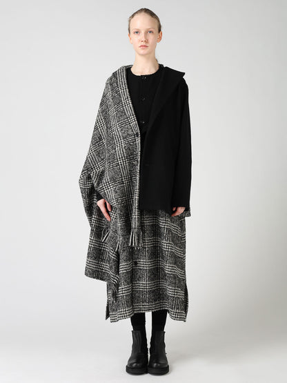 TWEED PLAID CAPE JACKET