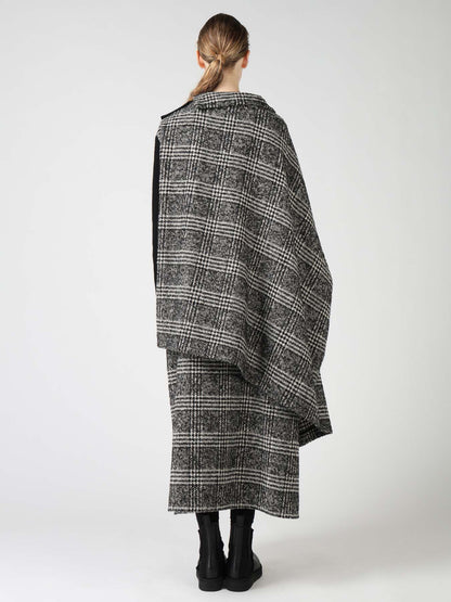 TWEED PLAID CAPE JACKET