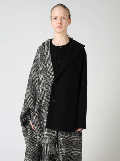 TWEED PLAID CAPE JACKET