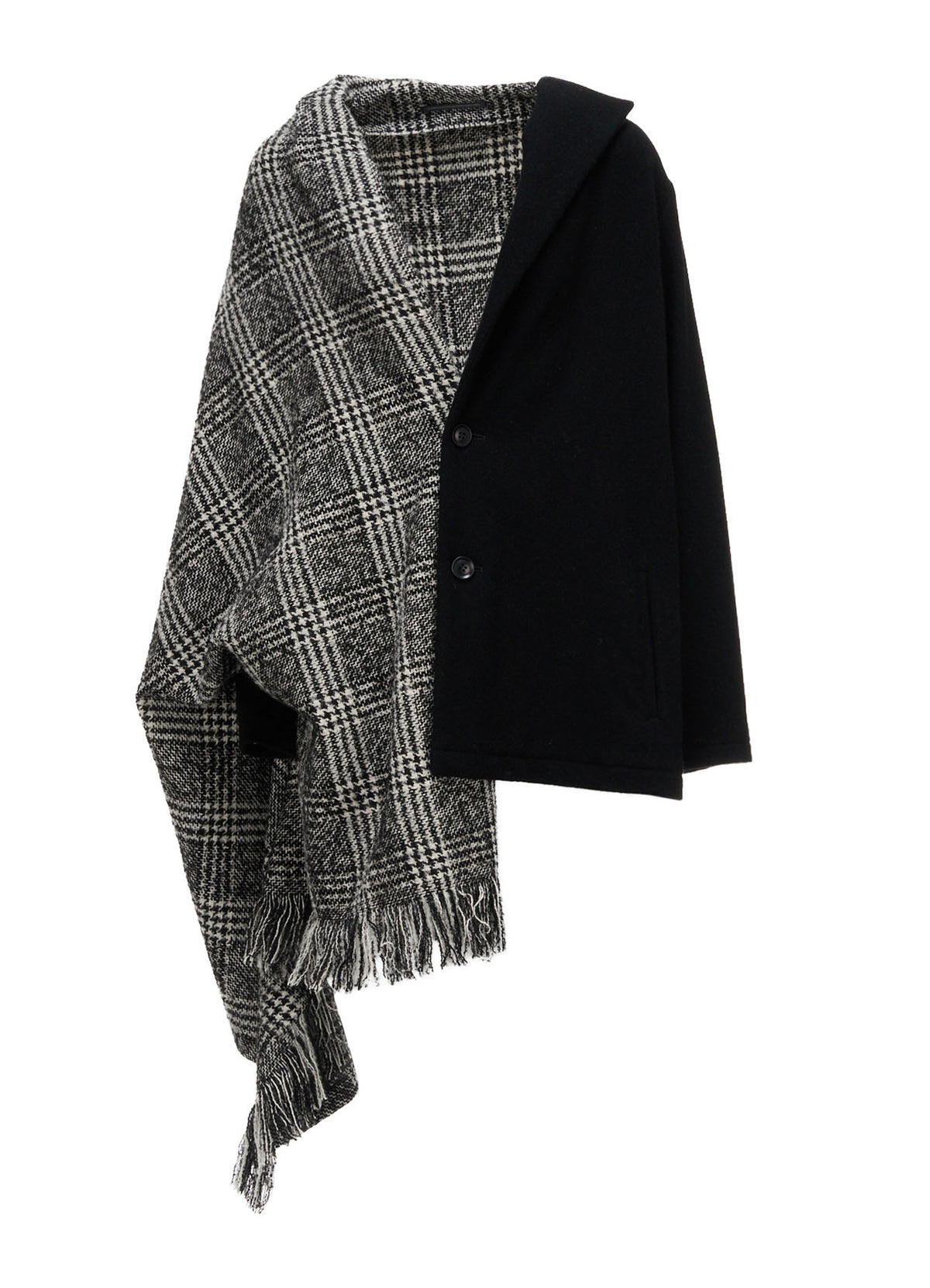 TWEED PLAID CAPE JACKET