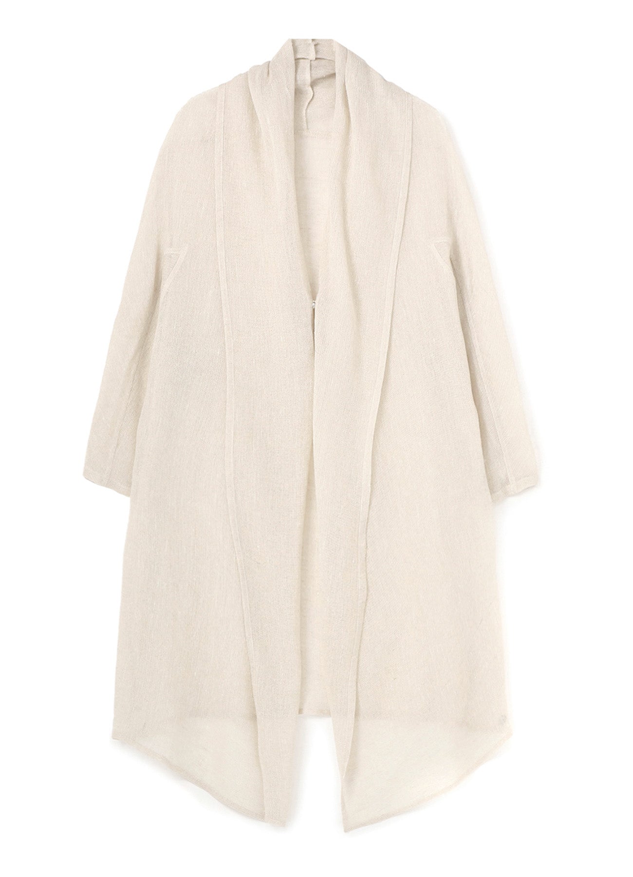 LENO CLOTH SHAWL COLLAR LONG CARDIGAN