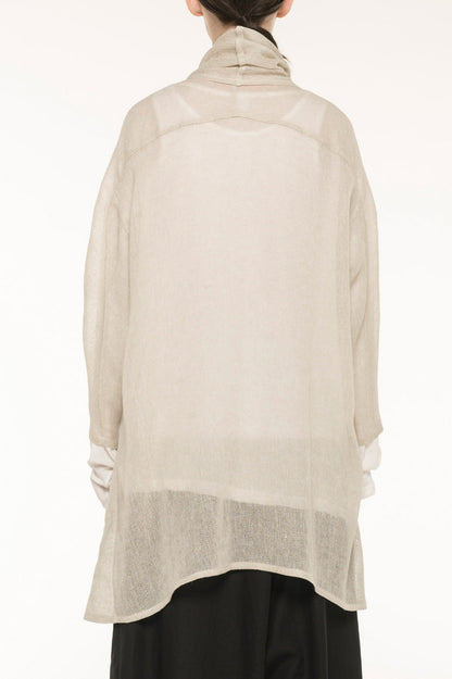 LENO CLOTH SHAWL COLLAR LONG CARDIGAN