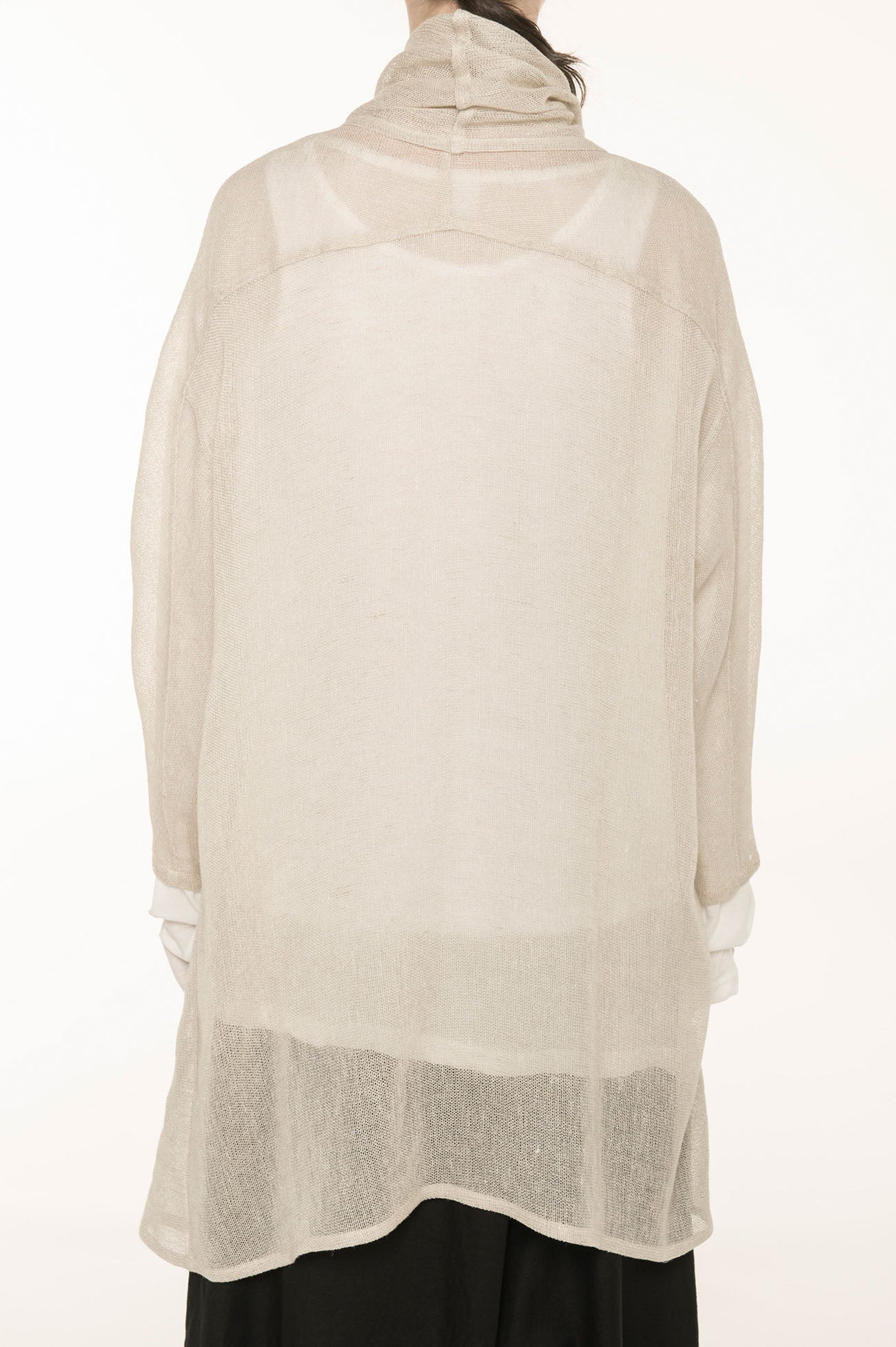LENO CLOTH SHAWL COLLAR LONG CARDIGAN