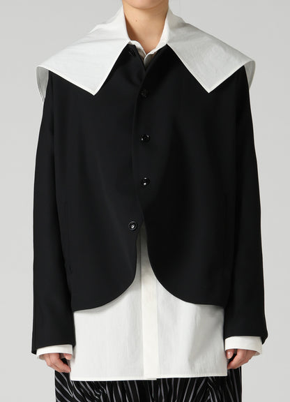 WOOL GABARDINE COLLARLESS JACKED