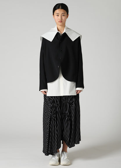 WOOL GABARDINE COLLARLESS JACKED